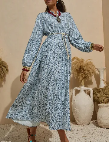 Rochie lunga Bluss, albastru/alb