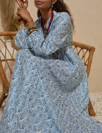 Rochie lunga Bluss, albastru/alb