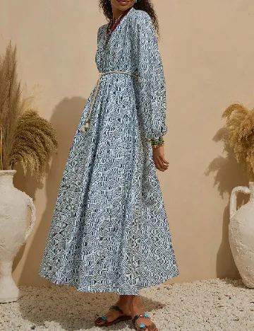 Rochie lunga Bluss, albastru/alb