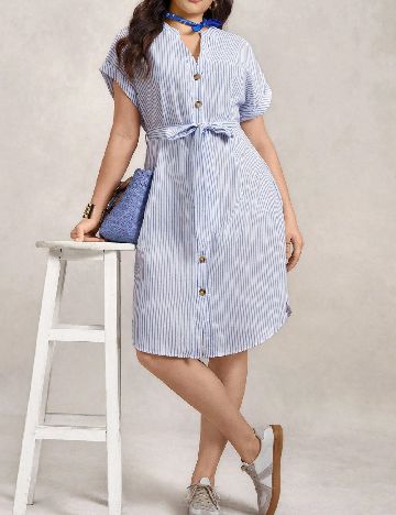 Rochie scurta SHEIN CURVE, albastru/alb