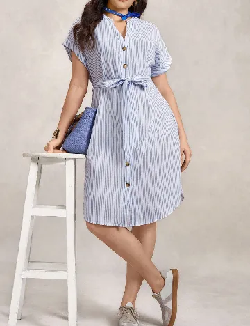 Rochie scurta SHEIN CURVE, albastru/alb