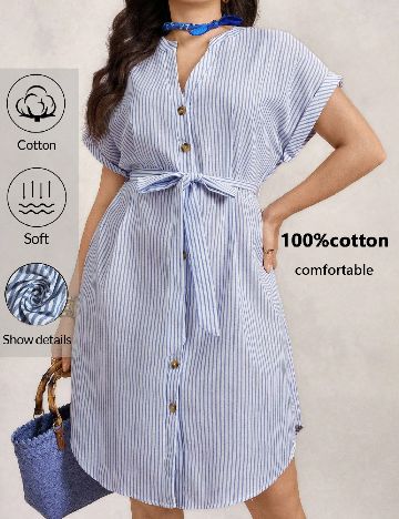 Rochie scurta SHEIN CURVE, albastru/alb