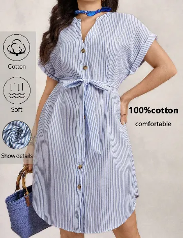 Rochie scurta SHEIN CURVE, albastru/alb