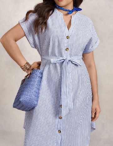 Rochie scurta SHEIN CURVE, albastru/alb