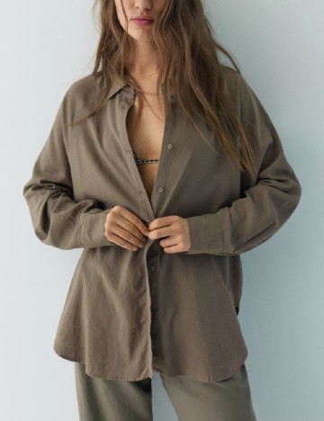 Camasa Oversize Pull&Bear, maro