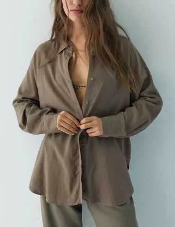 Camasa Oversize Pull&Bear, maro