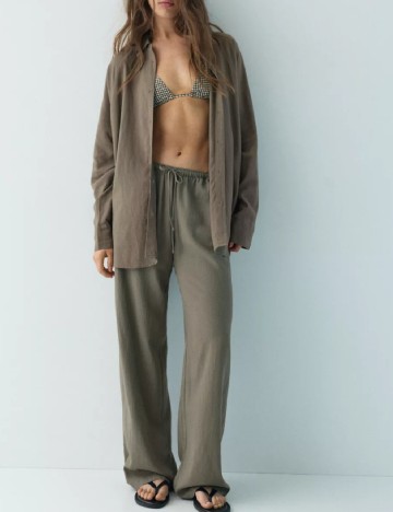 Camasa Oversize Pull&Bear, maro