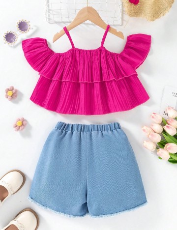 Compleu Shein Kids, roz/albastru