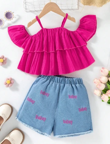 Compleu Shein Kids, roz/albastru