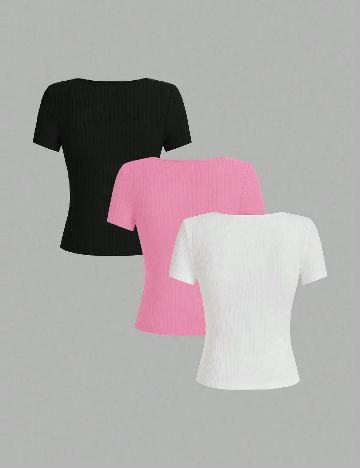Set Tricouri 3 bucati SHEIN, mix culori