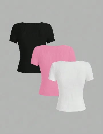 Set Tricouri 3 bucati SHEIN, mix culori