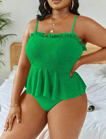 Costum de baie SHEIN CURVE, verde