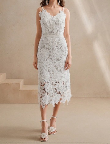 Rochie medie Anewsta, alb