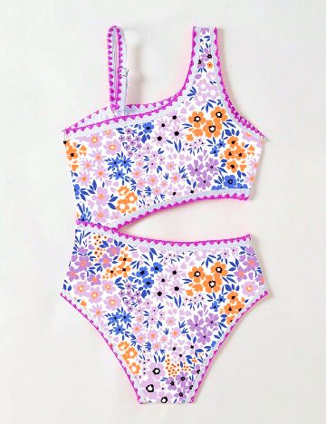 Costum de baie Shein Kids, floral print