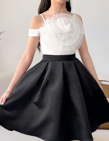 Compleu Shein Kids, alb/negru