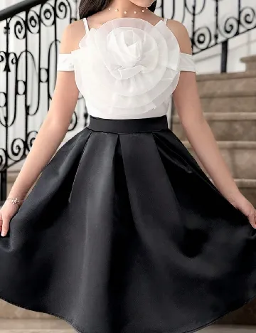 Compleu Shein Kids, alb/negru