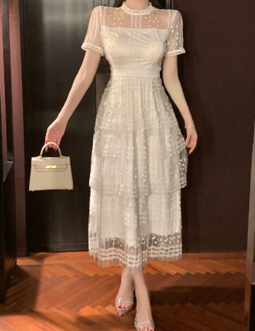 Rochie medie Dazy, alb