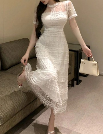 Rochie medie Dazy, alb