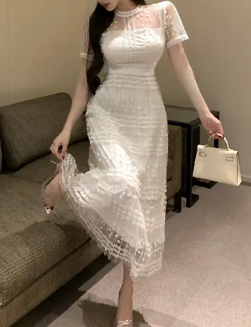 Rochie medie Dazy, alb