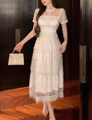 Rochie medie Dazy, alb