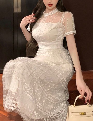 Rochie medie Dazy, alb