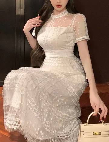 Rochie medie Dazy, alb