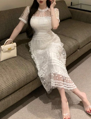 Rochie medie Dazy, alb