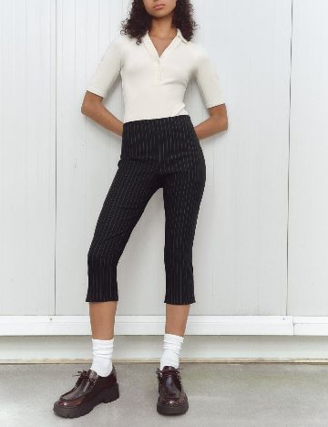 Pantaloni trei sferturi Zara, bleumarin inchis