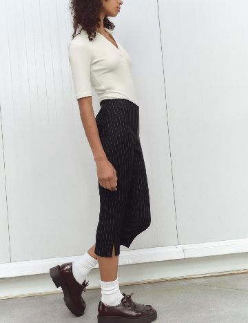 Pantaloni trei sferturi Zara, bleumarin inchis