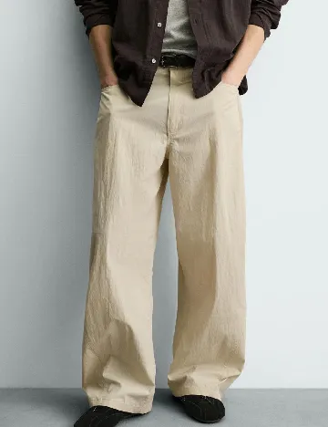 Pantaloni Zara, crem