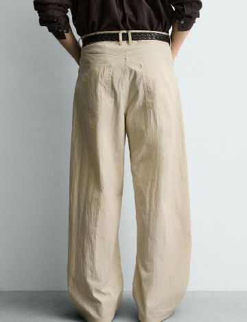 Pantaloni Zara, crem