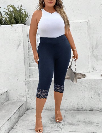 Pantaloni trei sferturi Emery Rose Curve, bleumarin