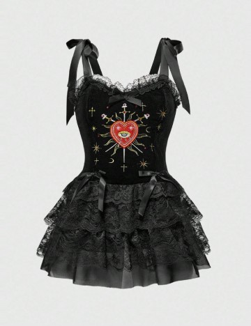 Rochie scurta Romwe Plus Size, negru