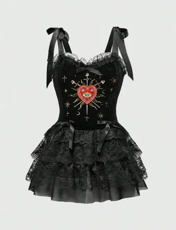 Rochie scurta Romwe Plus Size, negru