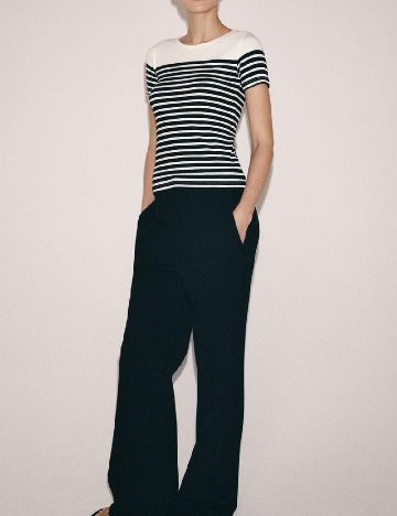 Tricou Zara, alb/bleumarin