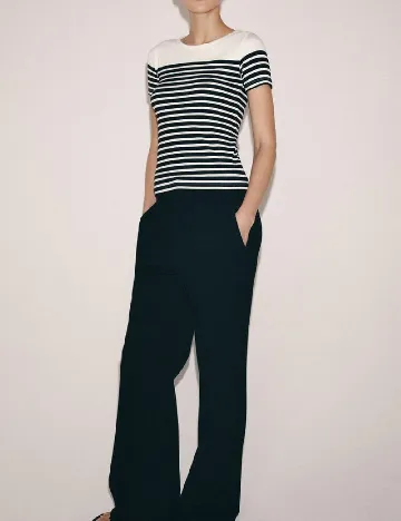 Tricou Zara, alb/bleumarin