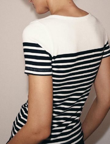 Tricou Zara, alb/bleumarin