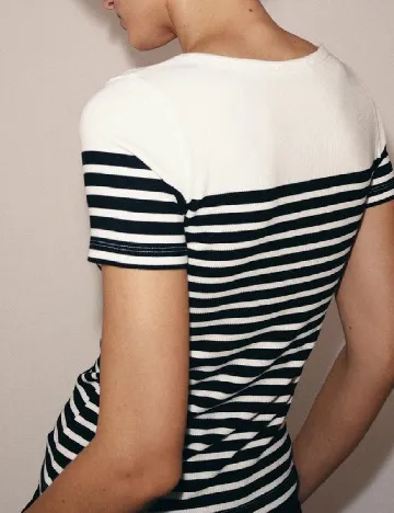 Tricou Zara, alb/bleumarin