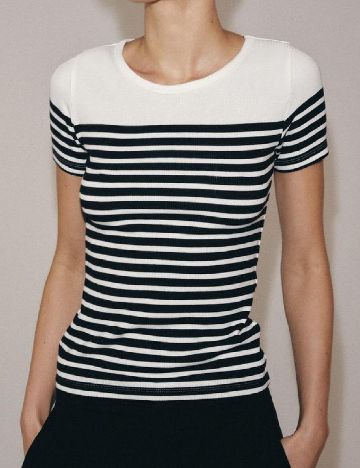 Tricou Zara, alb/bleumarin