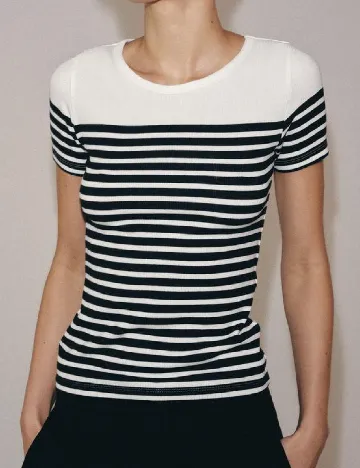 Tricou Zara, alb/bleumarin