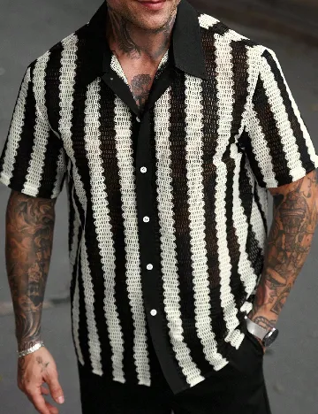 Camasa SHEIN, negru/alb