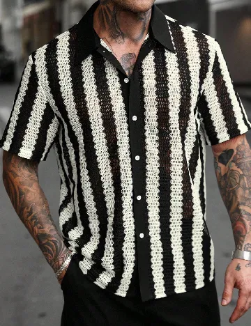 Camasa SHEIN, negru/alb