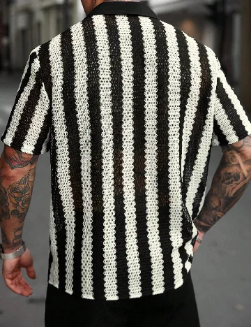 Camasa SHEIN, negru/alb