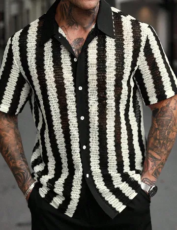 Camasa SHEIN, negru/alb