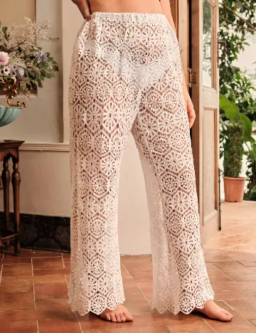 Pantaloni de plaja SHEIN CURVE, alb