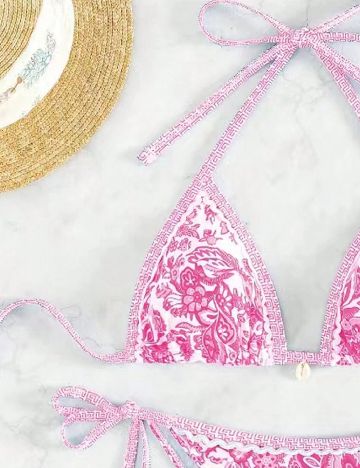 Sutien de baie SHEIN, roz/alb