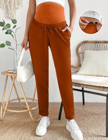 Pantaloni SHEIN Maternity, caramiziu