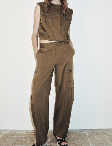 Pantaloni Zara, kaki