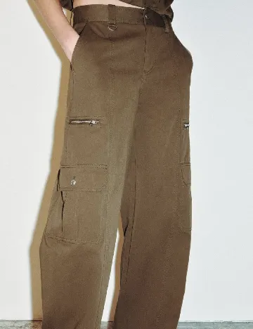 Pantaloni Zara, kaki