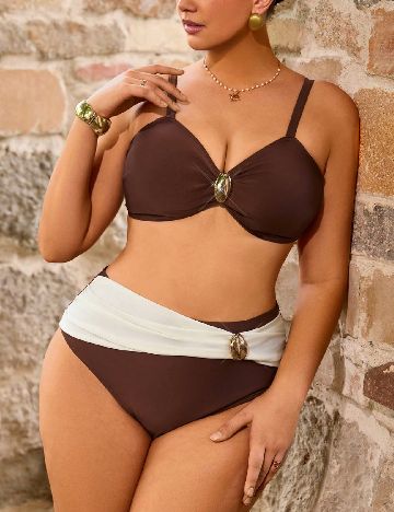 Costum de baie SHEIN CURVE, maro